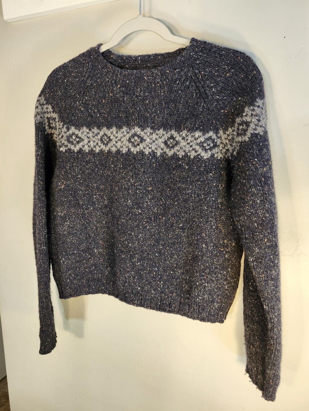 Abercrombie & Fitch Black Fair Isle Crewneck Lambswool Sweater